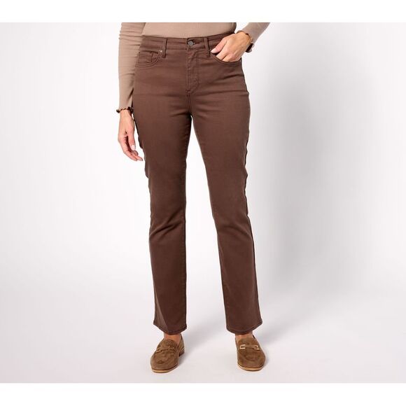 NYDJ Women's Petite Pants 8P High Rise Billie Mini Bootcut Jean Brown A629158 - Picture 1 of 4